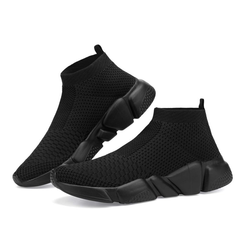 Casbeam Women's Running Knit Comfortable Lightweight Breathable Casual Sports Shoes Fashion Sneakers Slip-On Walking Shoes All Black Size 8 - Image 3
